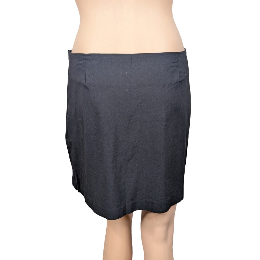 ASOS Black Front Slit Mini Skirt SZ 12 | Mid Rise Knit 90s Y2K Minimalist - Picture 7 of 9